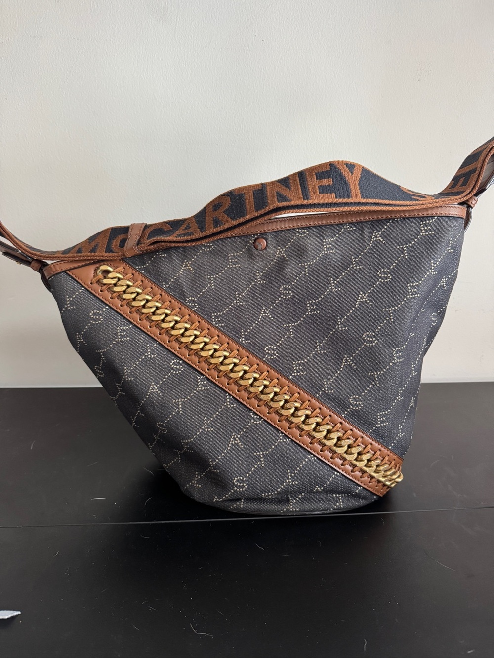 Stella McCartney S-Wave Monogram Bucket Shoulder Bag